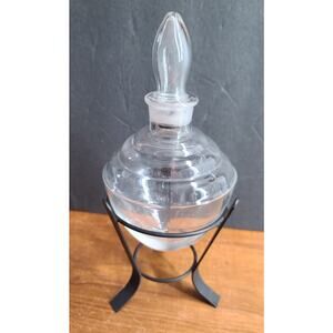 MCM Owens, ILL Apothecary Glass Globe Pharmacy Display Jar w/Metal Display Stand